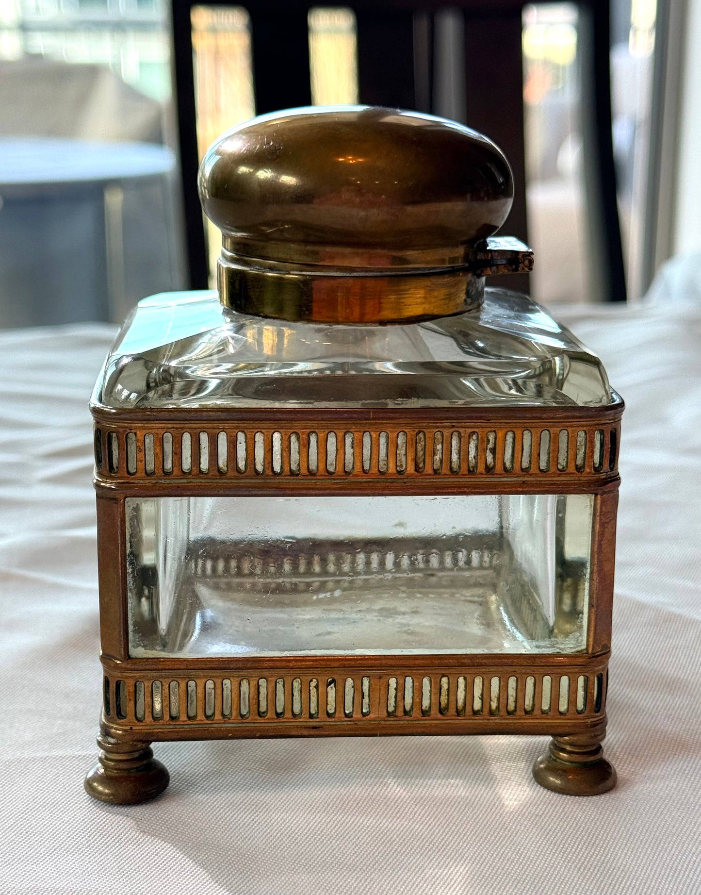 Large French Crystal Inkwell