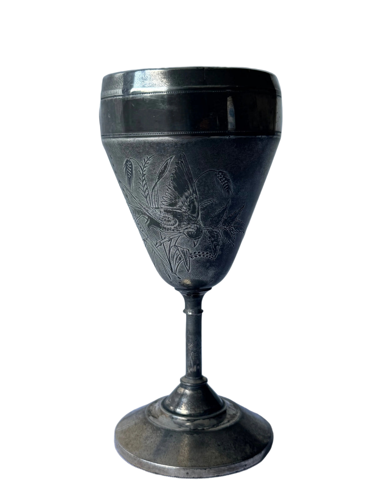 Meridan Silver Plated Goblet with Engraved Design