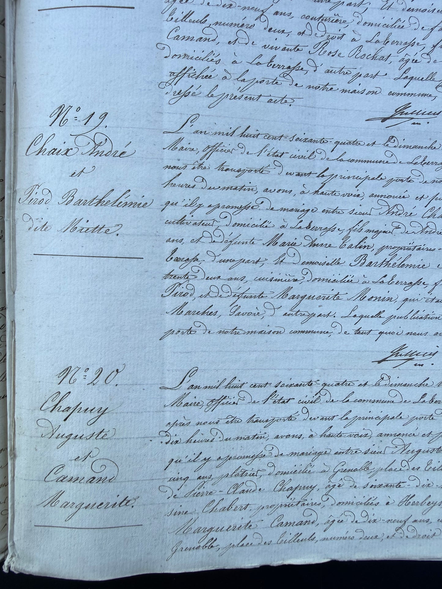 French Handwritten Multi-Page Registrar Document, 1864