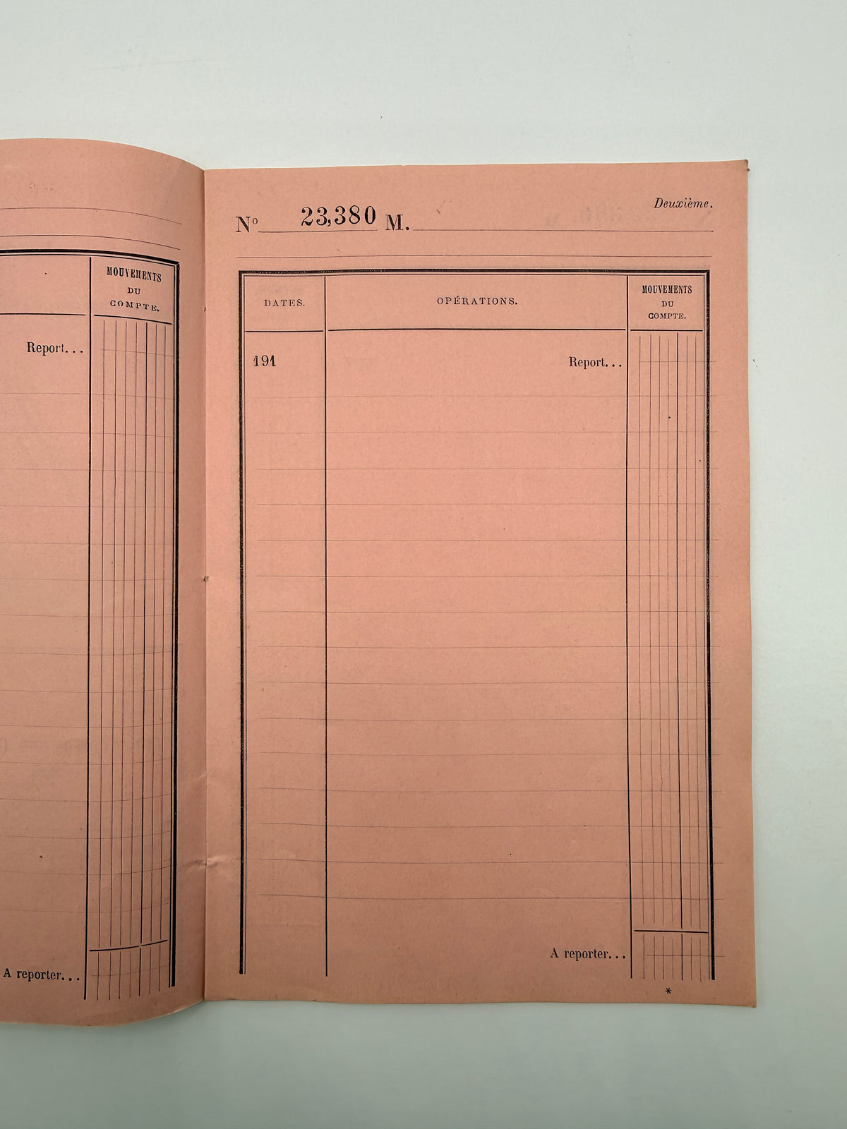Vintage French Pink Paper Bank Booklet for Account Transactions
