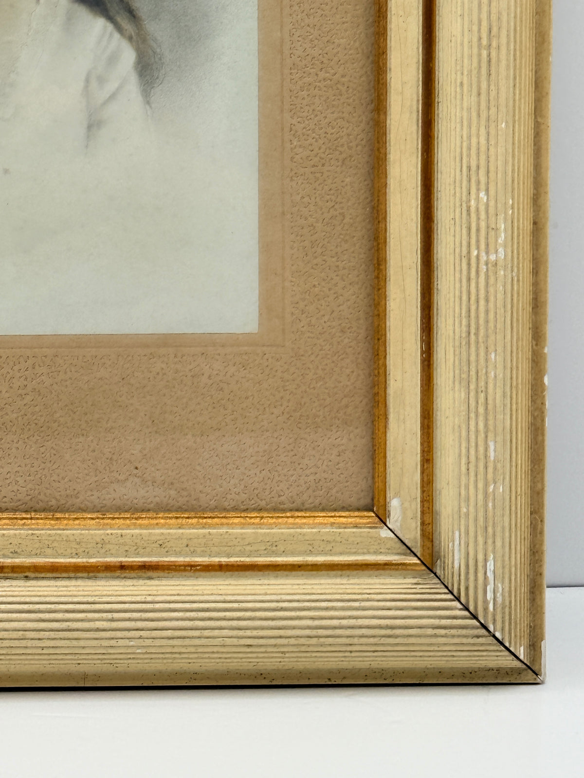 Vintage Beige French Frame with Female Photograph, 10”