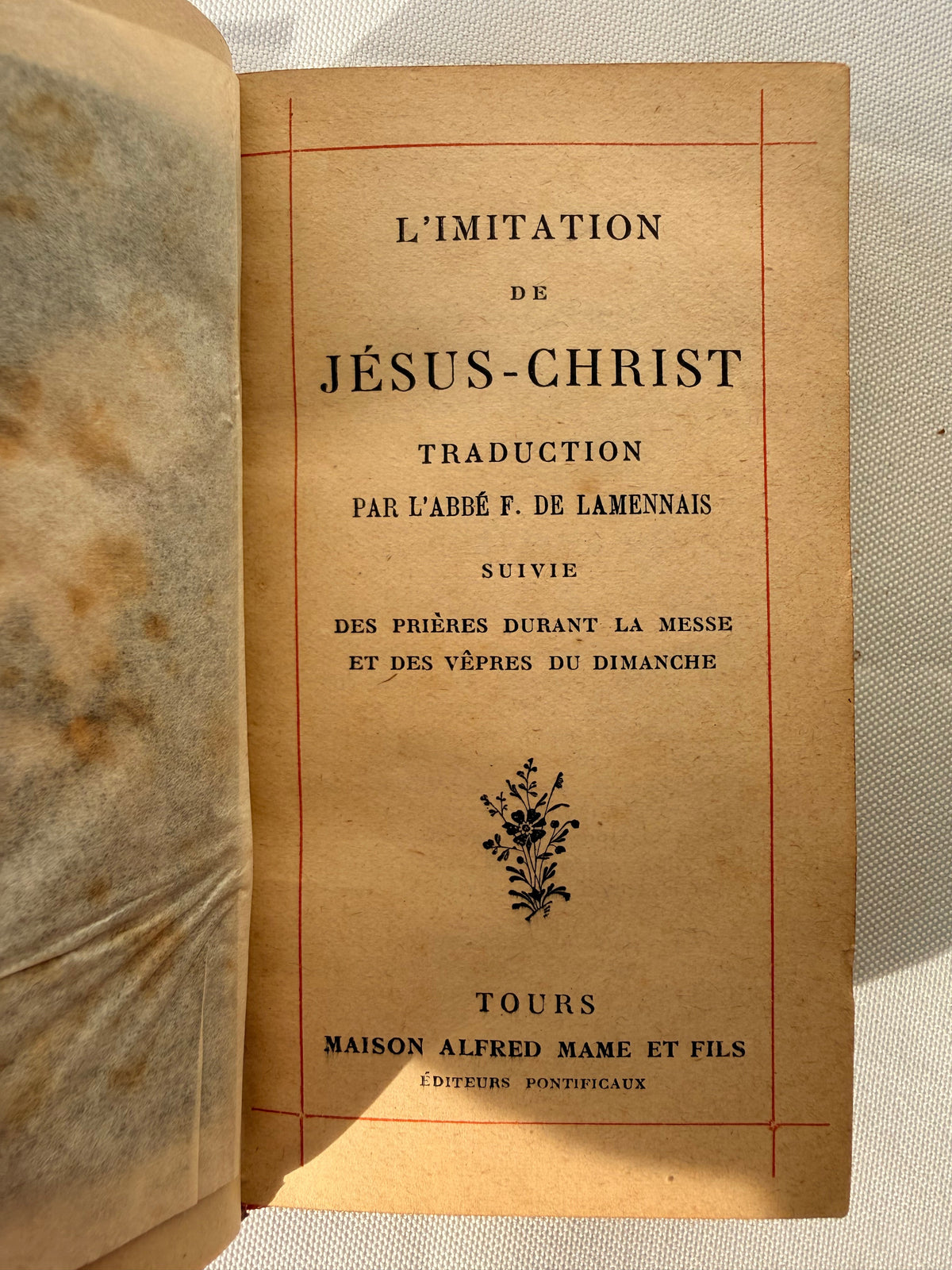 French Leather Prayer Book, L’Imitation de Jesus Christ DSM Vintage