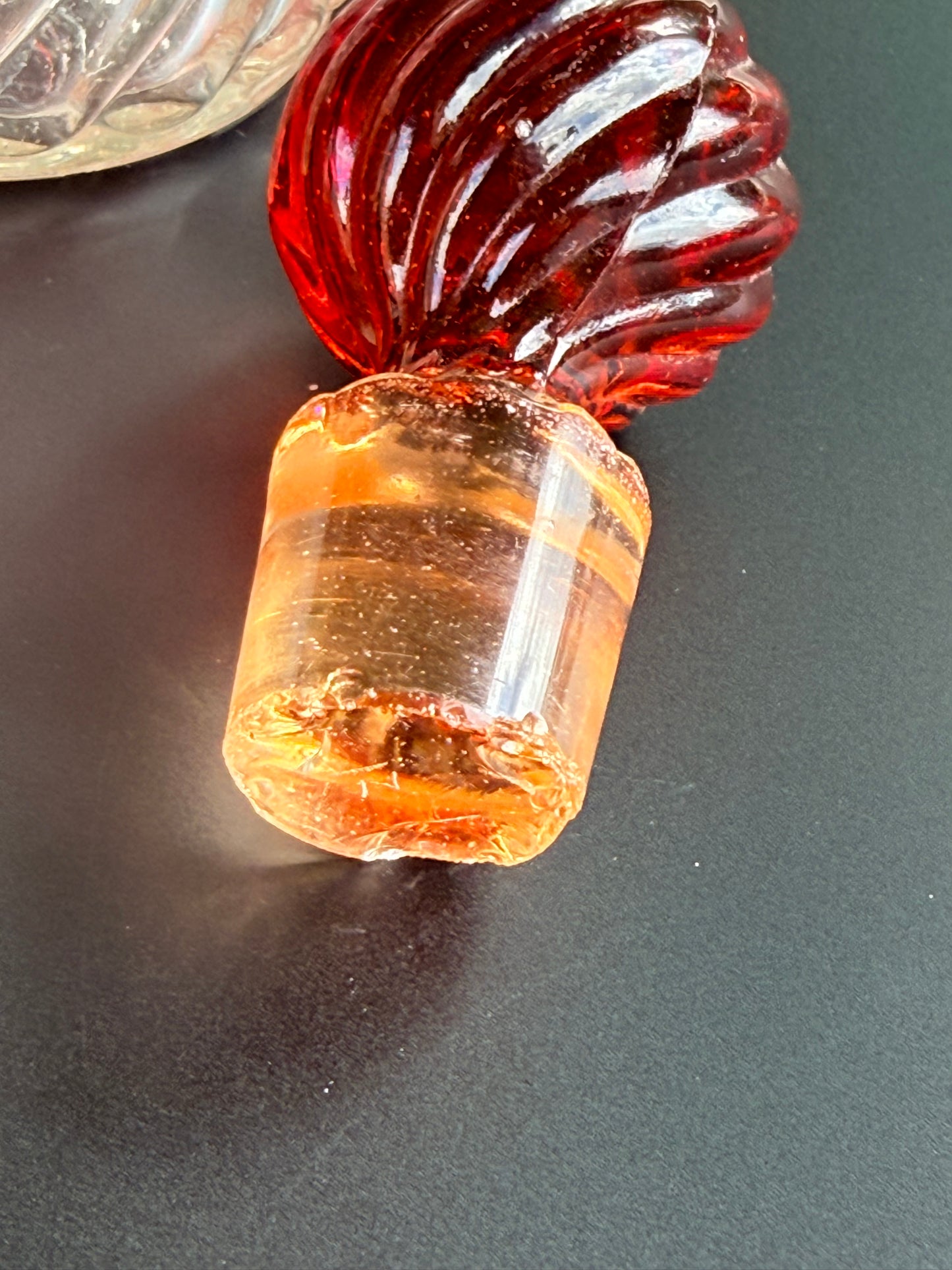 Baccarat Cranberry Swirled Glass Perfume Bottle, 8”