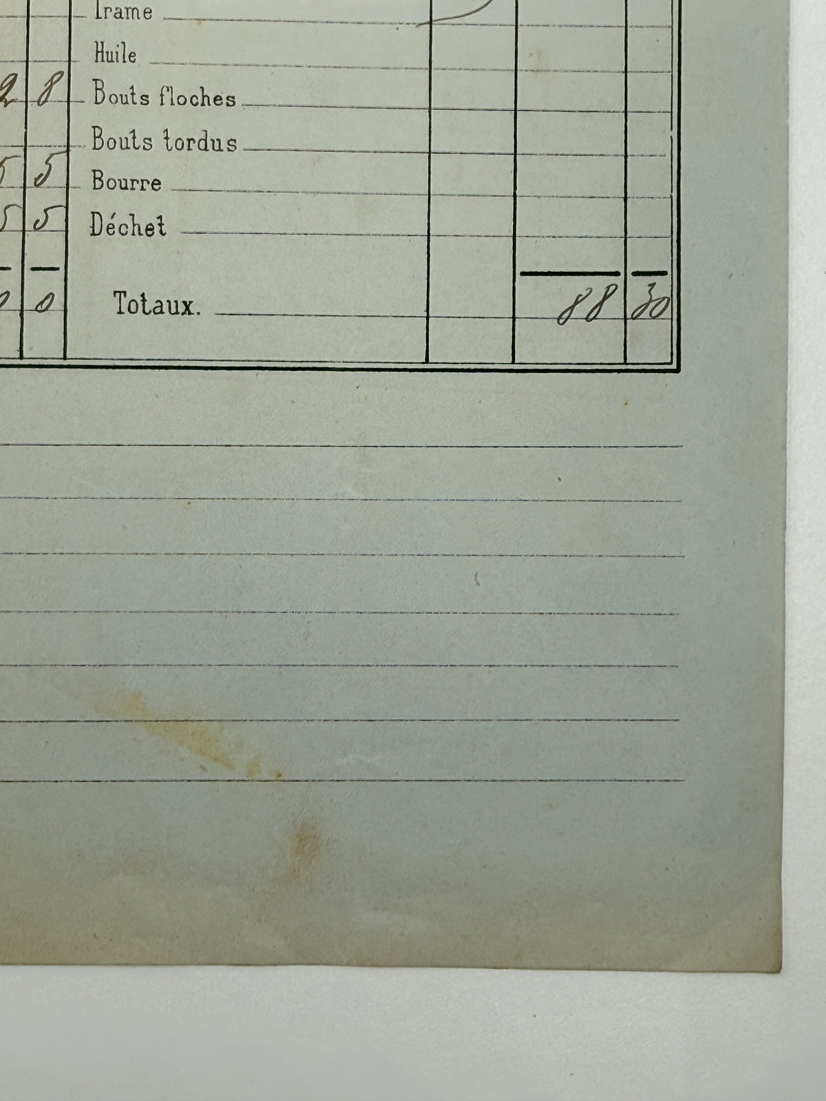 French Antique Blue Tone Invoice, 1886