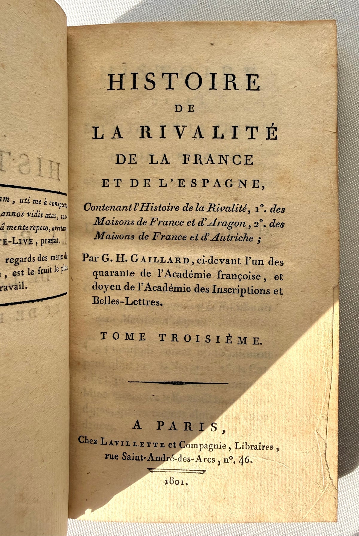 The History of the Rivalry Between France & Spain, 1801, French language DSM Vintage