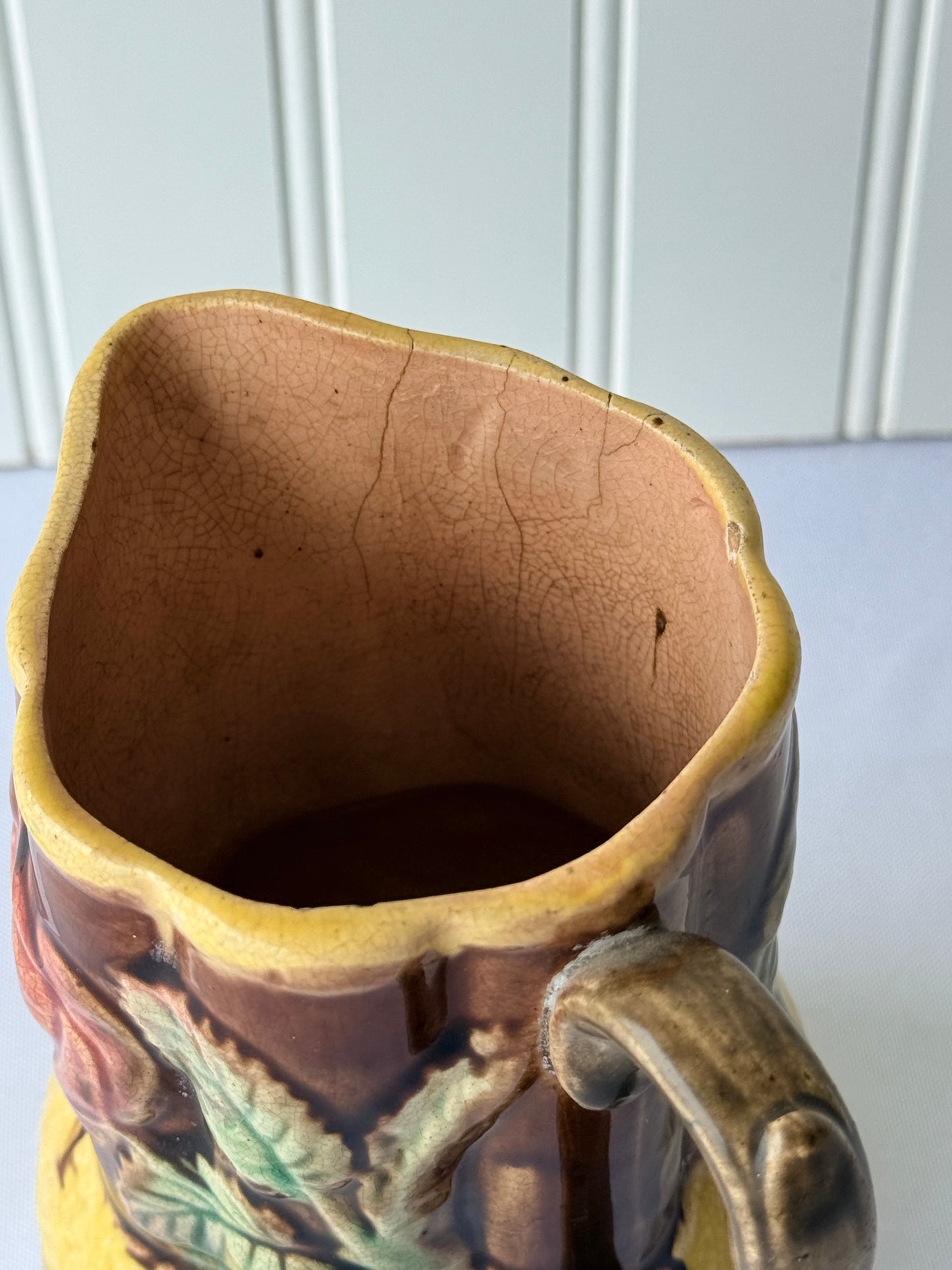 European Majolica Rose Pitcher