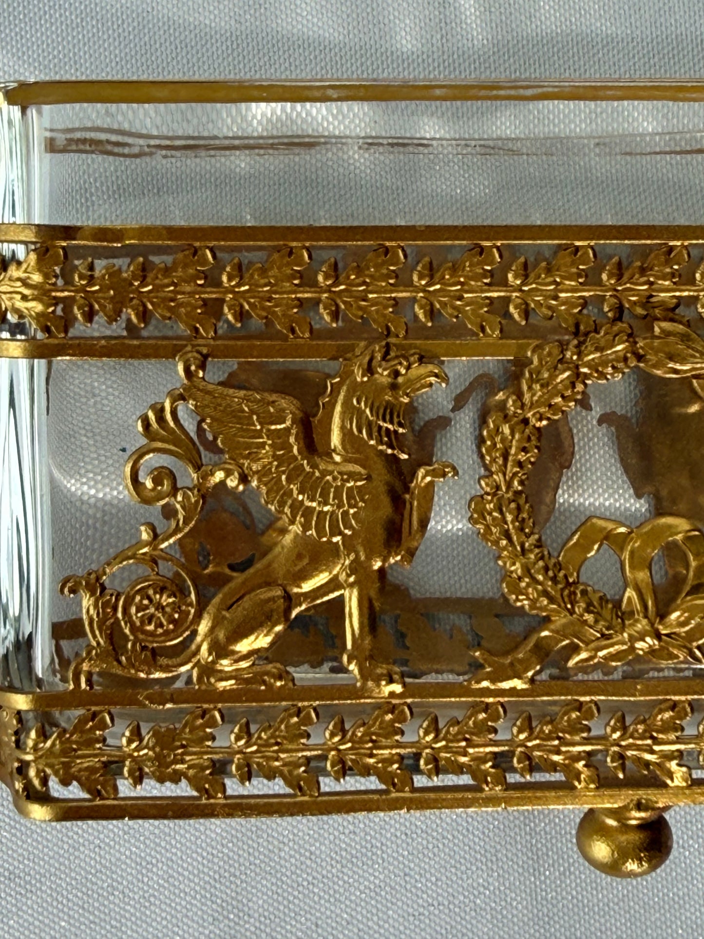 French Neoclassical Gilt Bronze and Crystal Jardiniere Container