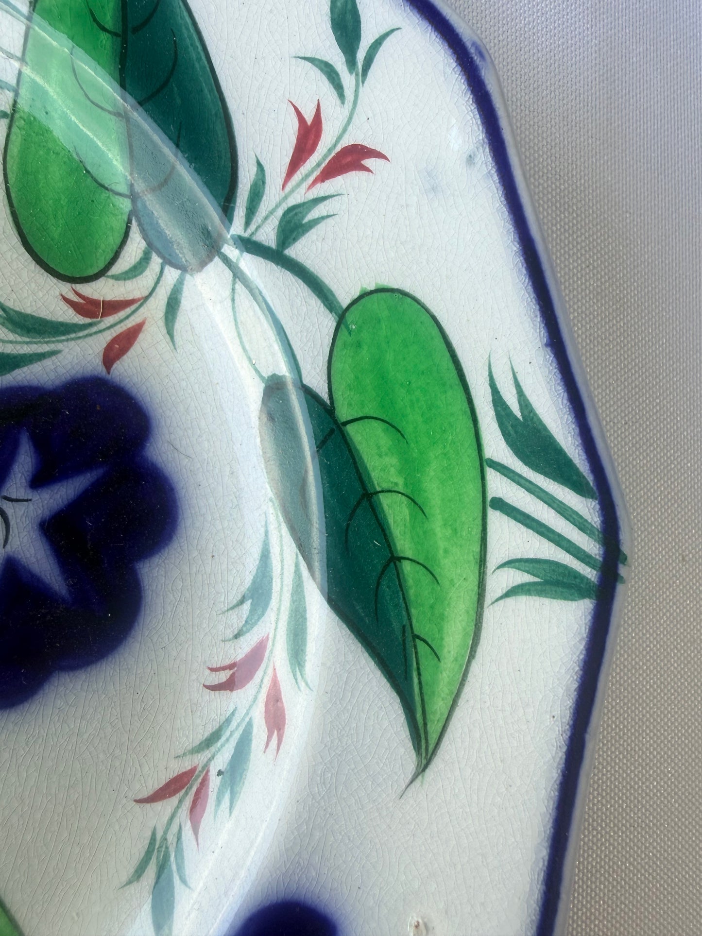 Antique English Gaudy Ironstone Morning Glory Plate, 8”