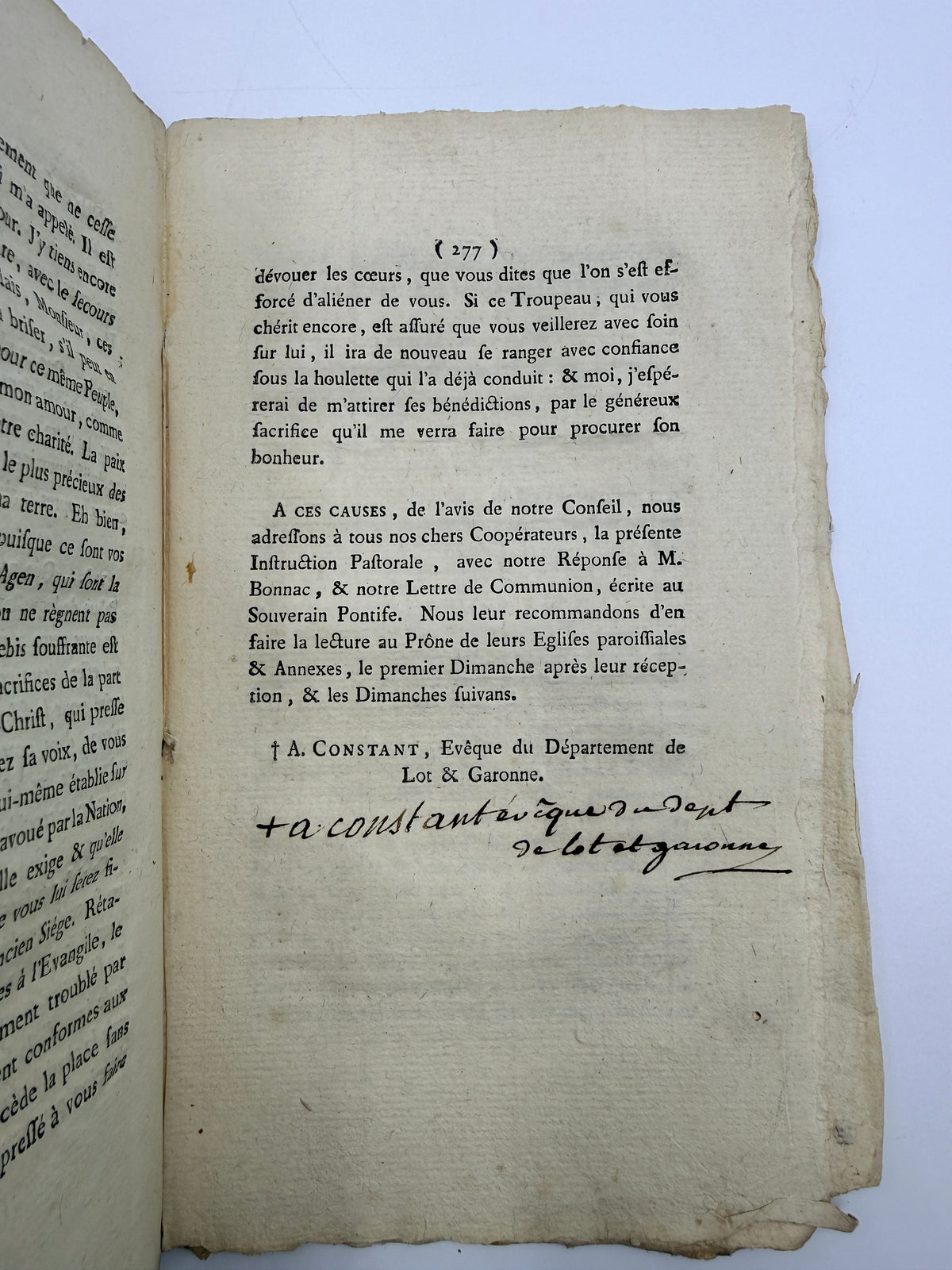 Pastoral Instruction, 1792, French Antique Soft Cover Book