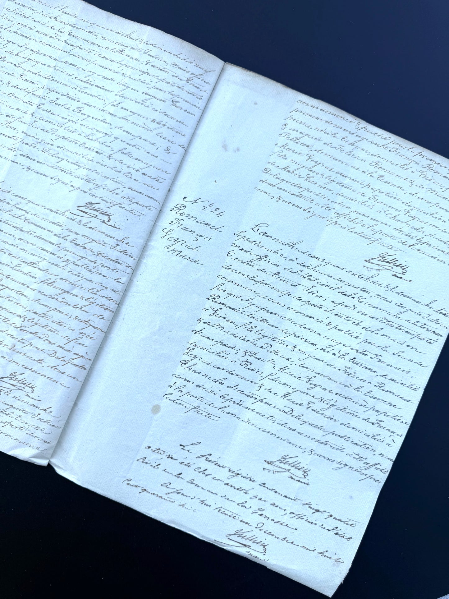 French Handwritten Marriage Registration Document, 1848