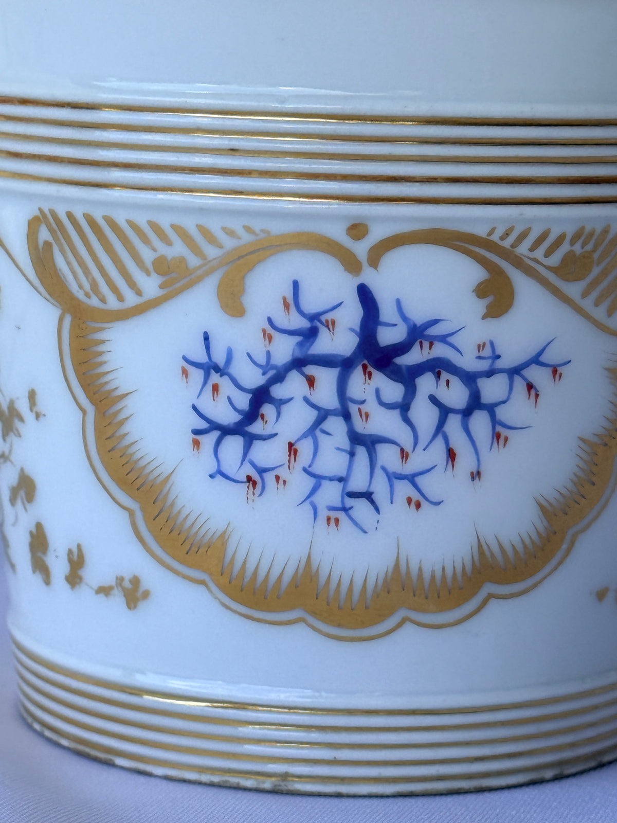 French Porcelain Jardinere or Cache Pot with Lion Mask Handles