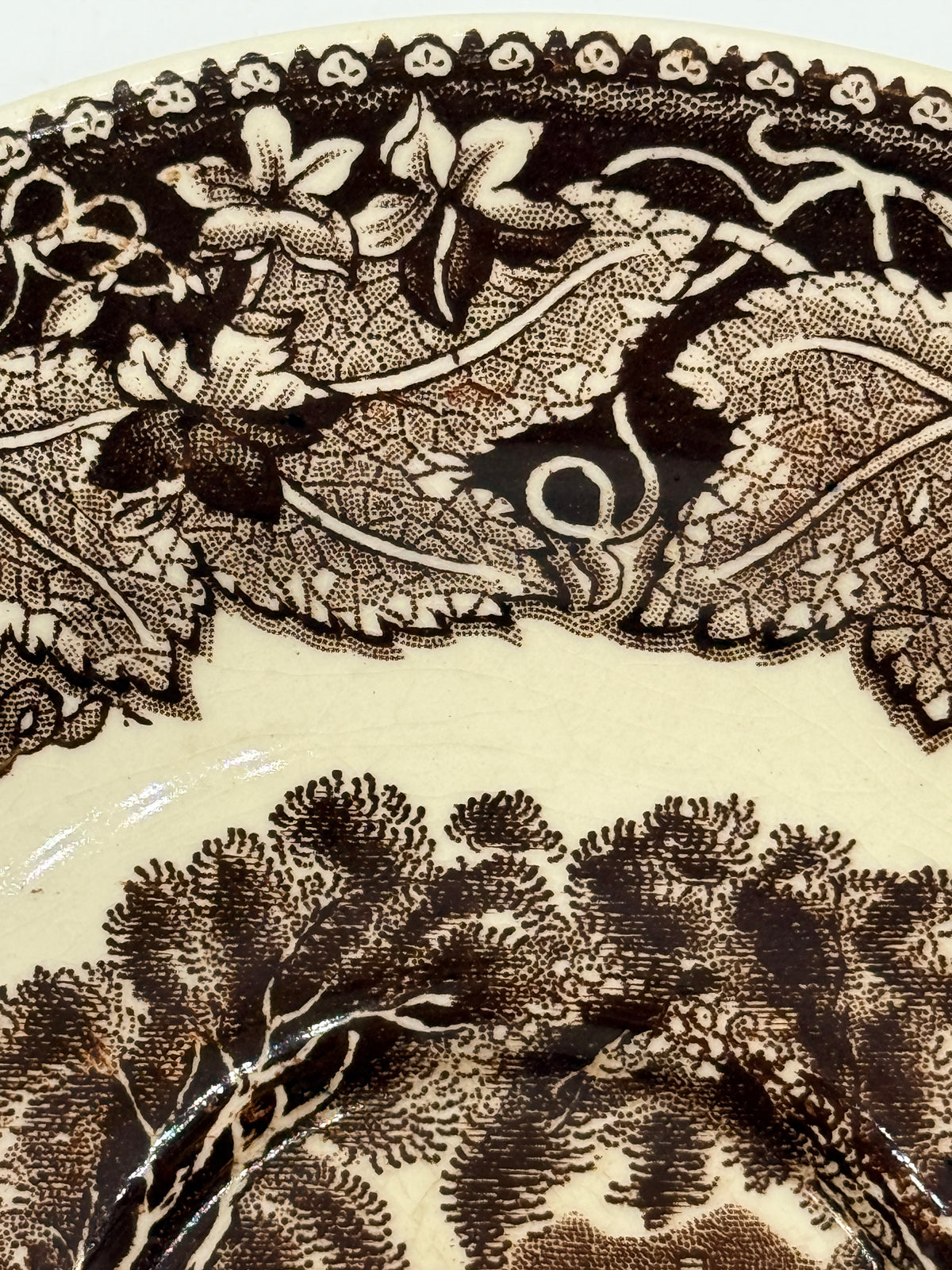 Vista English Brown Transferware Plate, Mason
