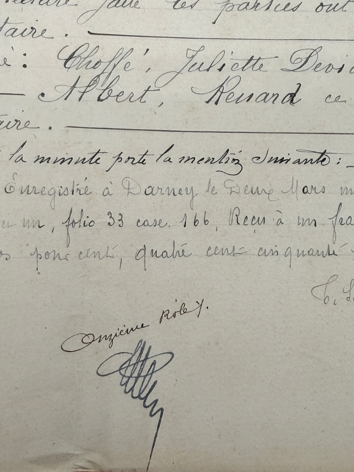French Vintage Handwritten Bond Document, 1931