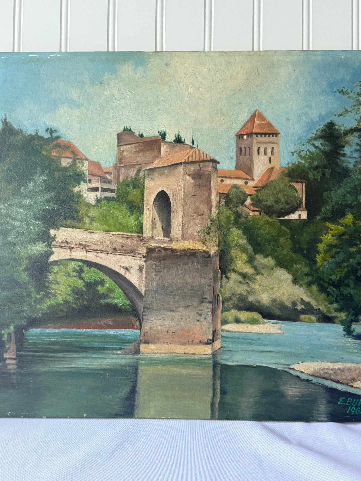 Sauveterre-de-Bearn & Pont de la Légende French Oil Painting, 16”
