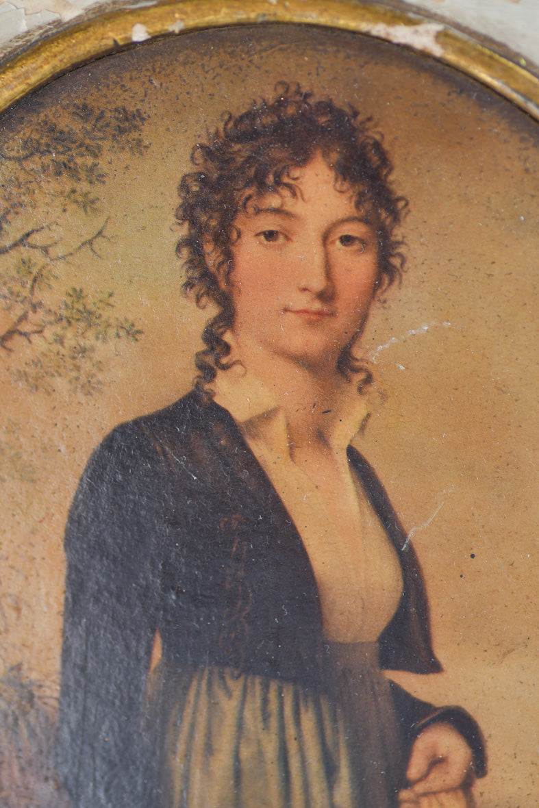 Portrait of a woman with a textured background