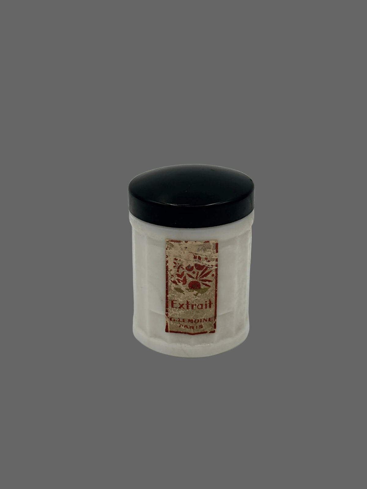 French Extract Glamoine Milk Glass Jar, 2"