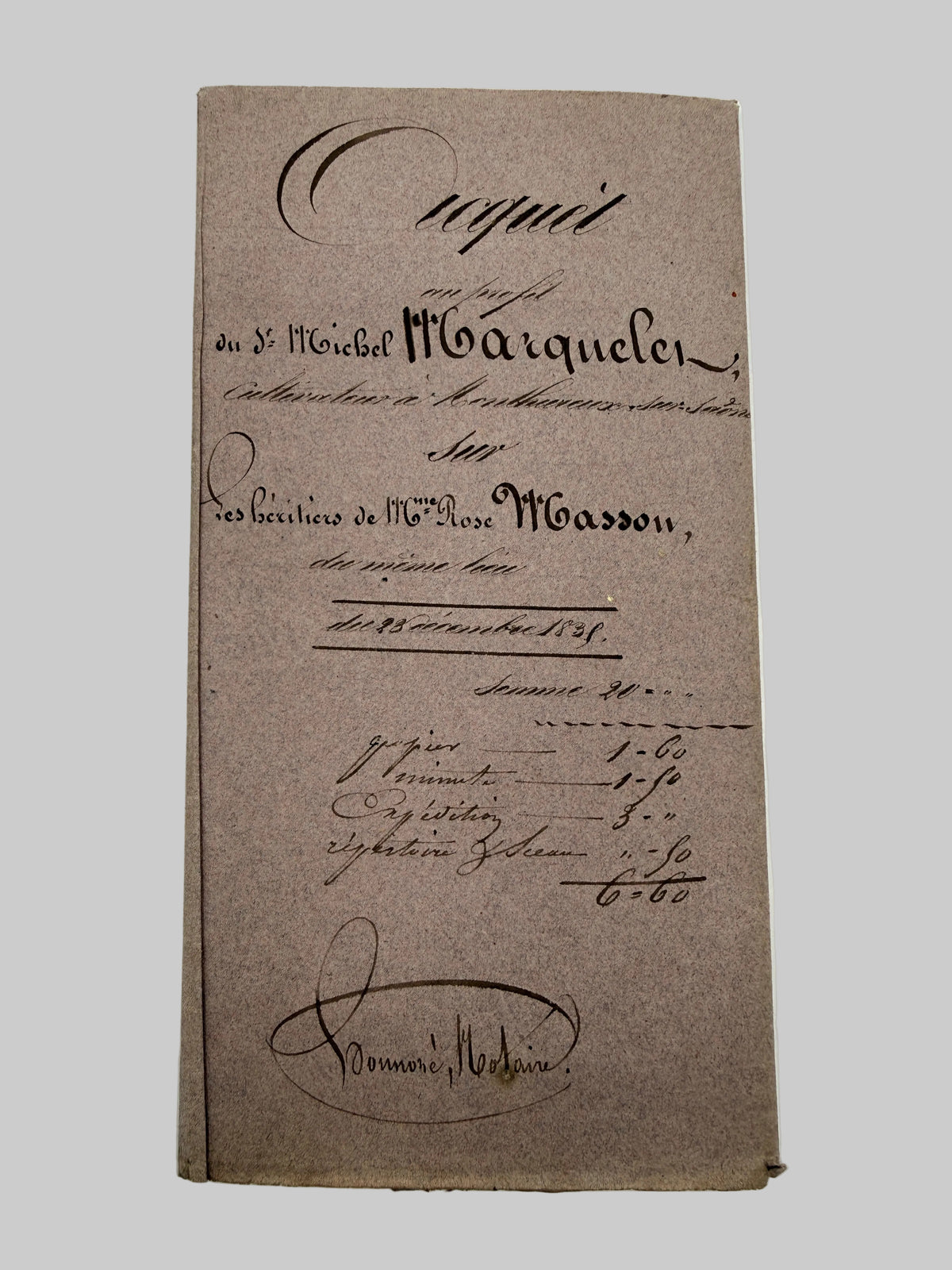 An antique handwritten receipt or ledger page on aged brown paper, featuring elegant cursive writing and dated January 29th, photographed flat against a light background.