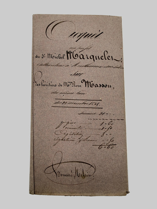 An antique handwritten receipt or ledger page on aged brown paper, featuring elegant cursive writing and dated January 29th, photographed flat against a light background.