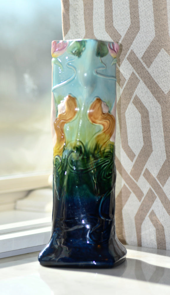 Majolica Art Nouveau Style Decorative Vase or Ewer