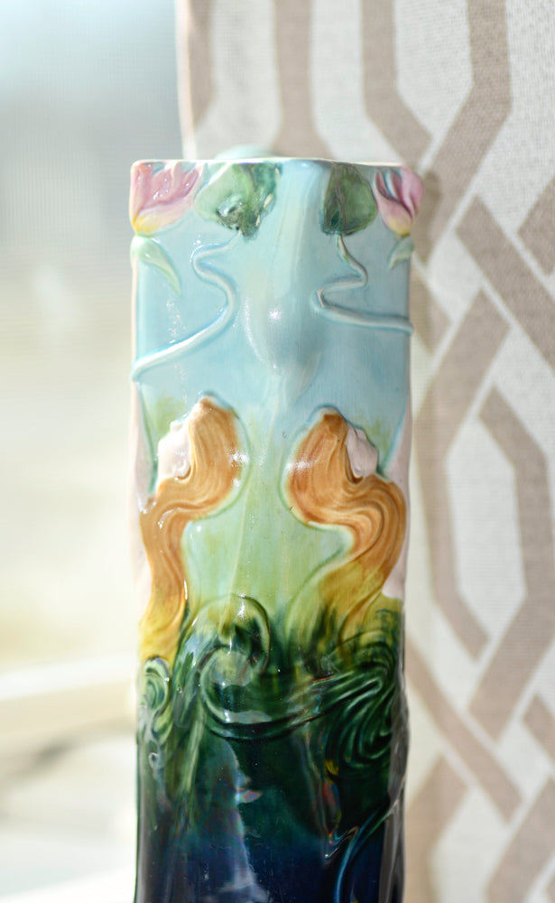 Majolica Art Nouveau Style Decorative Vase or Ewer