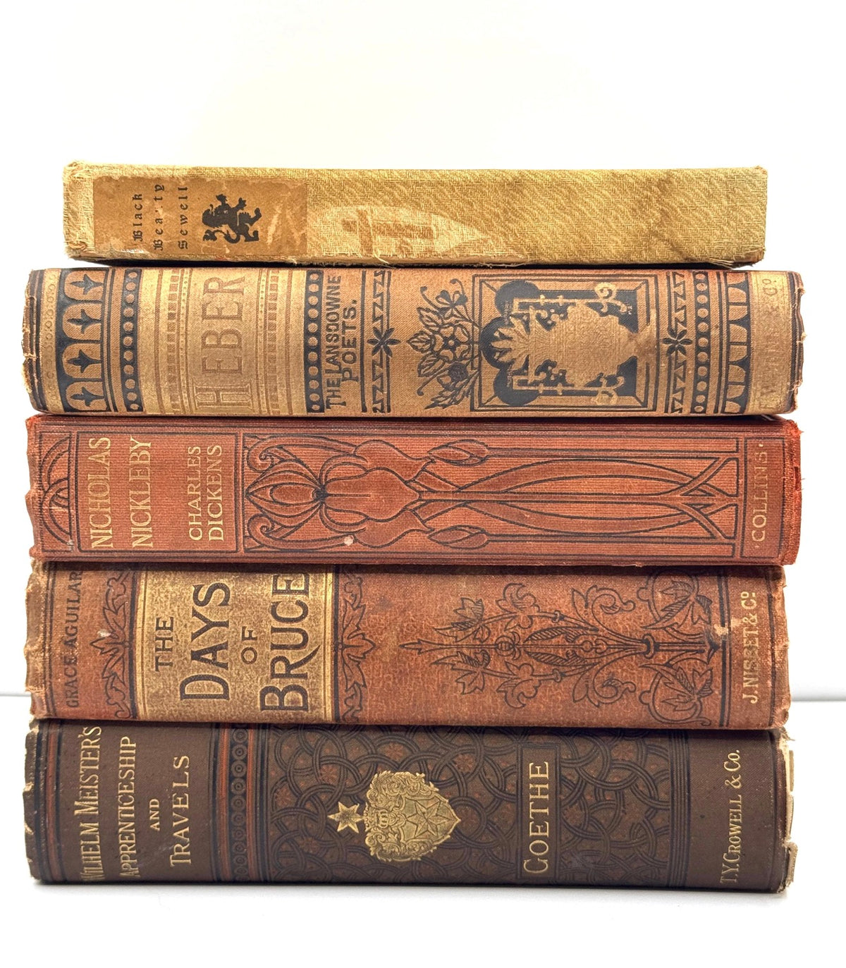 Antique Book Lot; Heber, Black Beauty,  Goethe & Others
