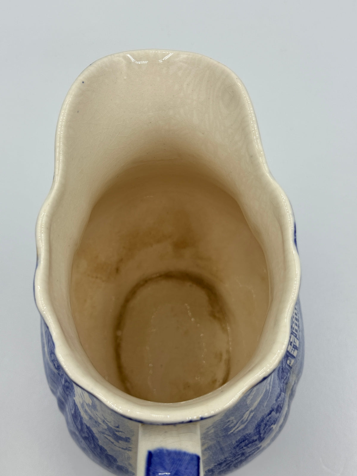 Palissy English Blue & White Park Place Pitcher, 6"