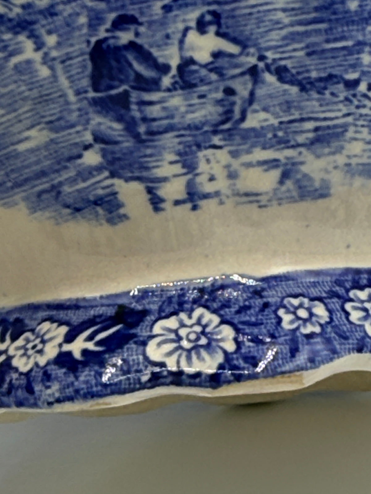 Palissy English Blue & White Park Place Pitcher, 6"