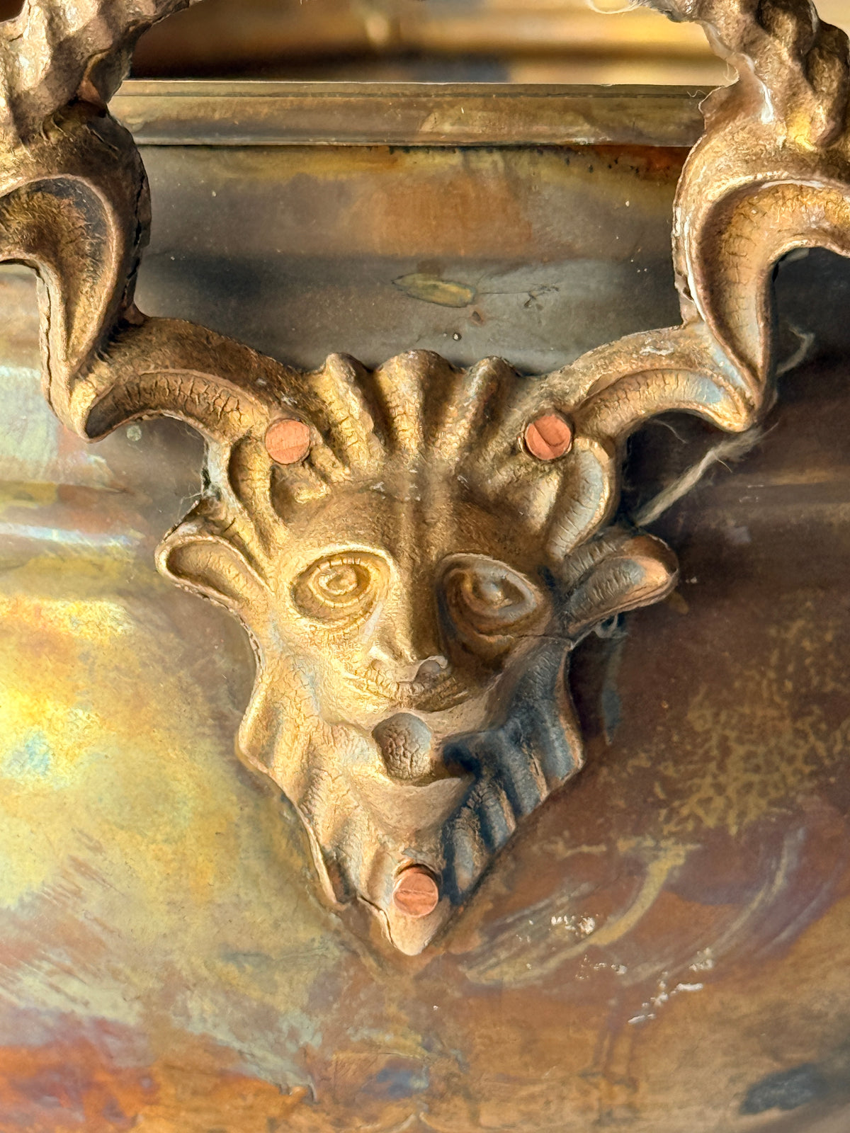 Brass Jardiniere with Lion Face Handles & Paw Footing