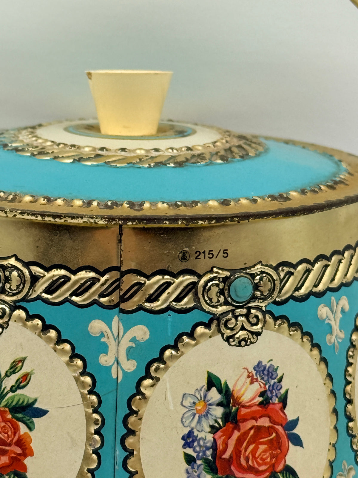 Vintage Mid-Century Floral Tin with Handle