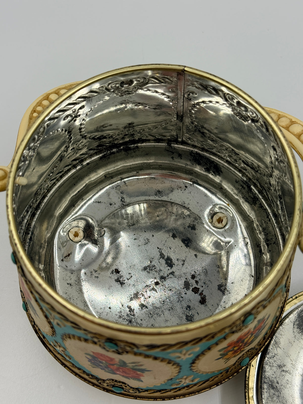 Vintage Mid-Century Floral Tin with Handle
