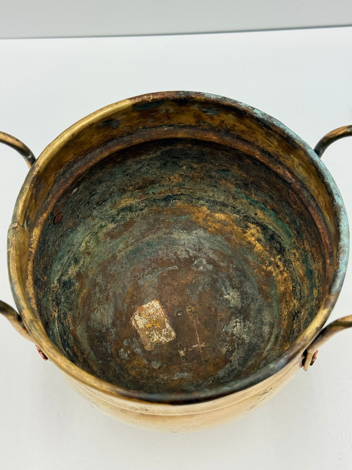 Small Brass Jardiniere with Delft Style Handles