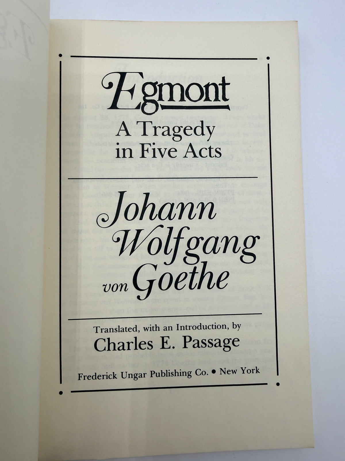 Johann Wolfgang Goethe, Egmont - A Play