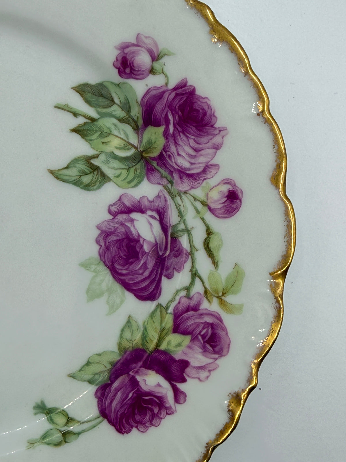 Elite Limoges Pink Rose Scalloped Plate, 7”