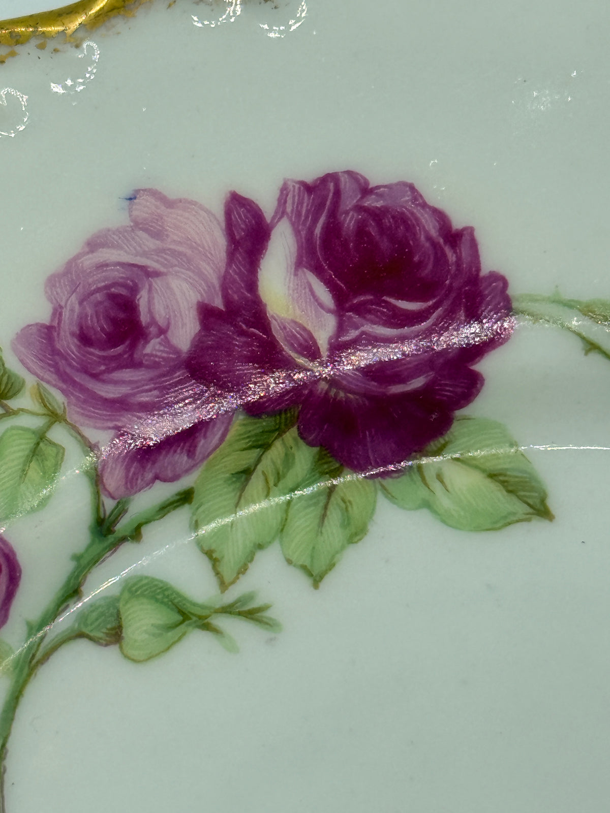 Elite Limoges Pink Rose Scalloped Plate, 7”