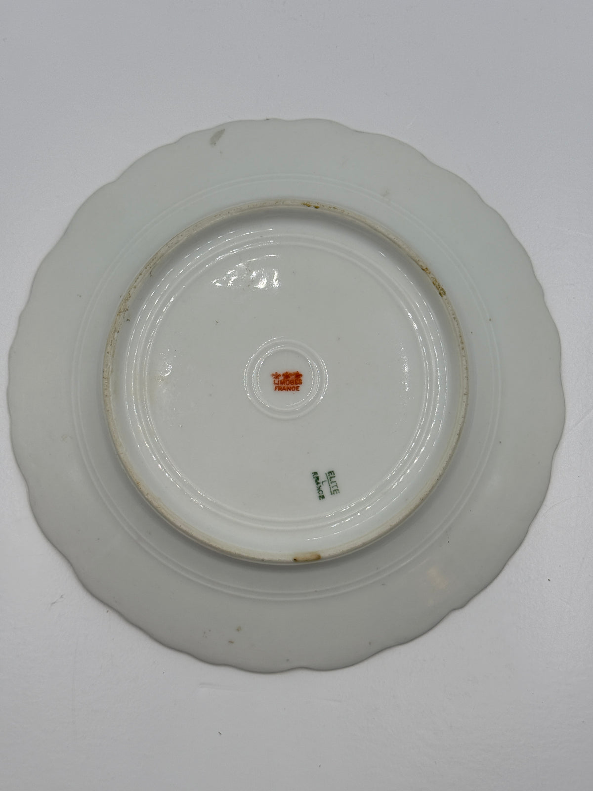 Elite Limoges Pink Rose Scalloped Plate, 7”