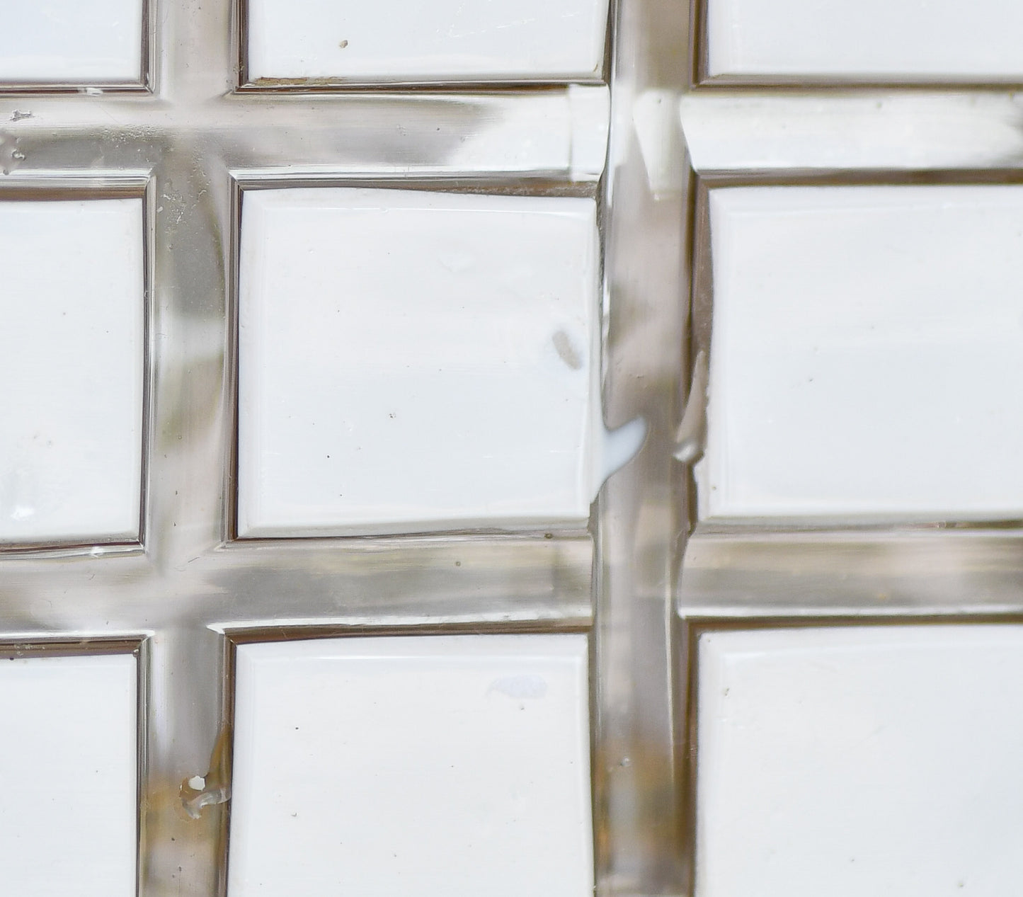 European Glass Box with White Hexagon Design and Bronze Hardware