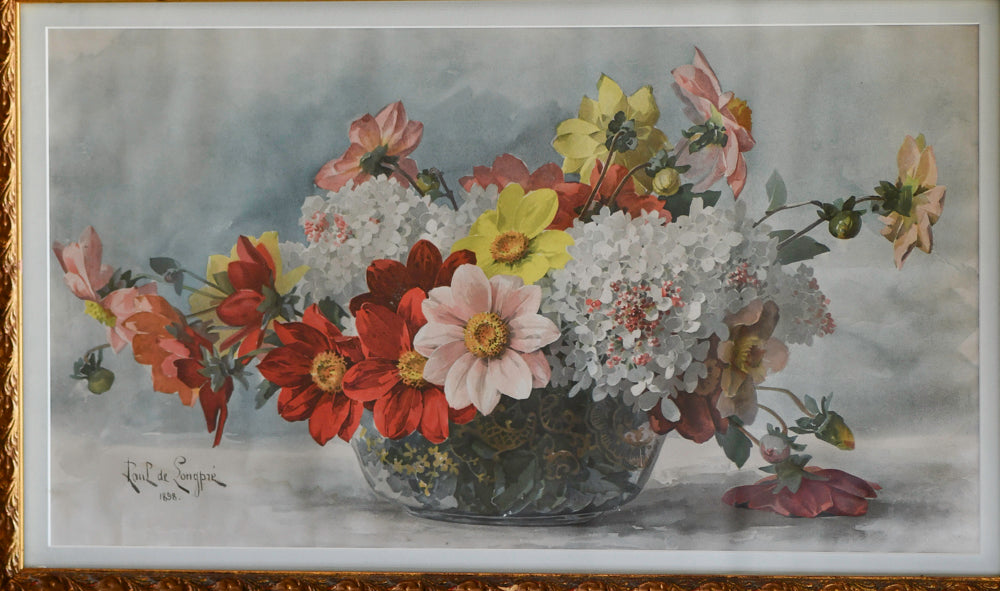 Paul de Longpre Still Life Watercolor, 1898