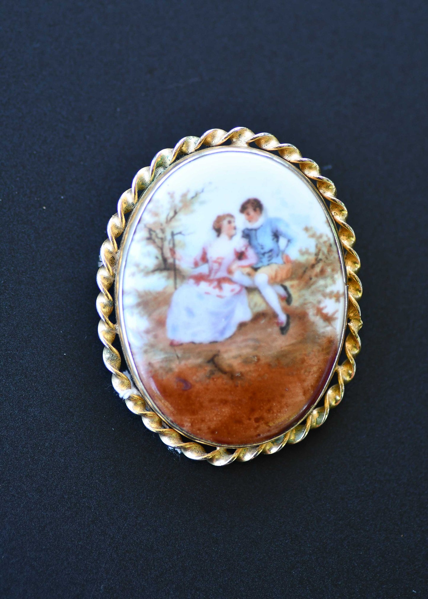 Antique Painted Victorian Style Brooch