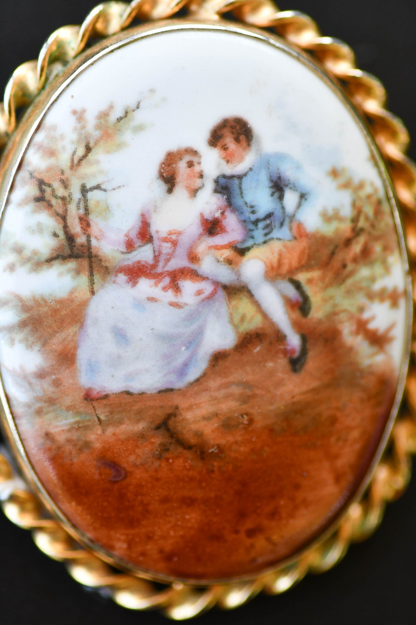 Antique Painted Victorian Style Brooch