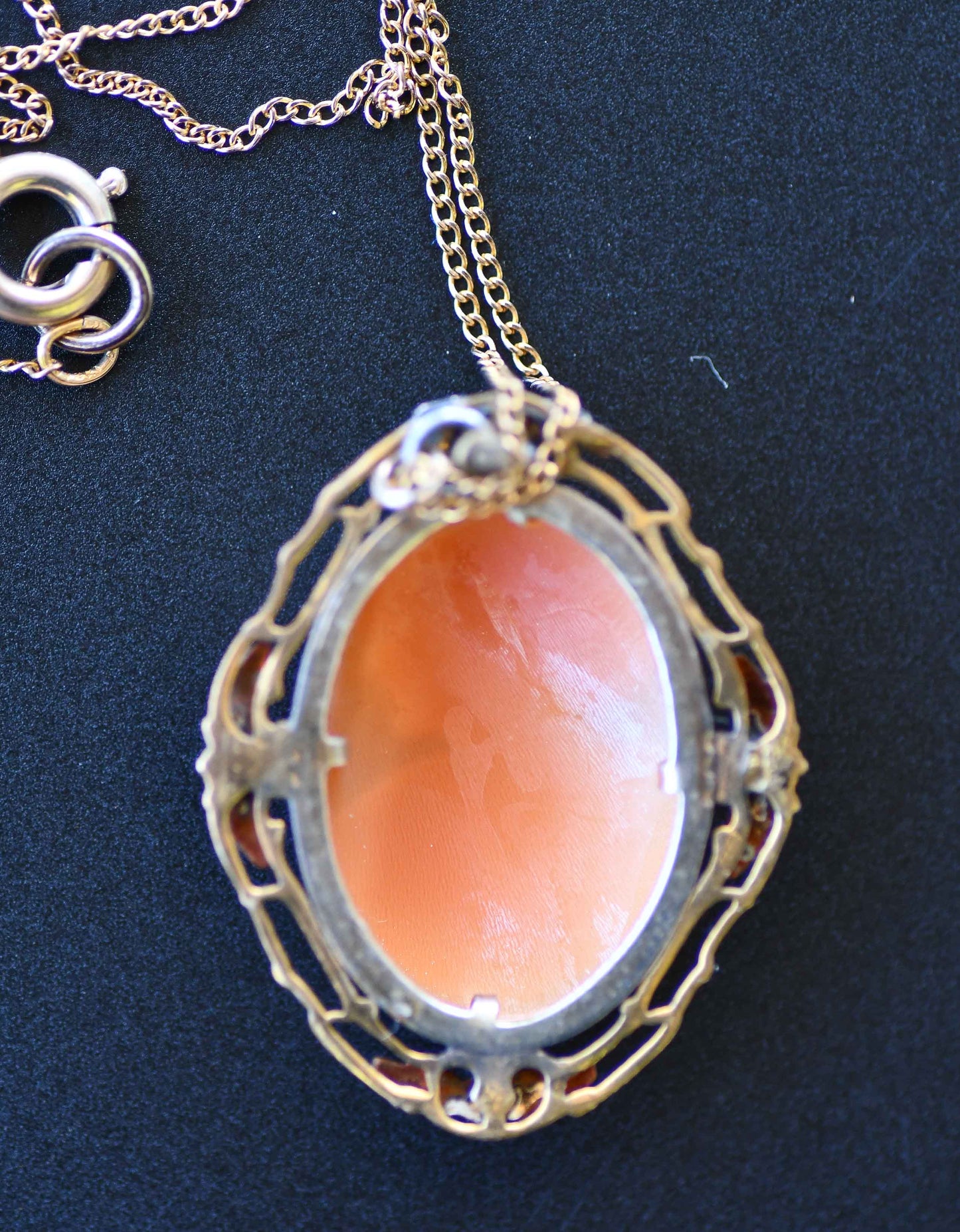 Antique Cameo Pendant Necklace with Floral Detail