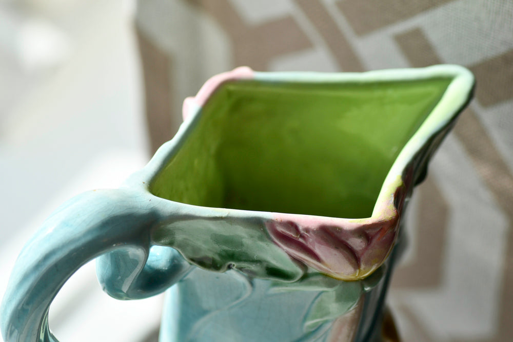 Majolica Art Nouveau Style Decorative Vase or Ewer