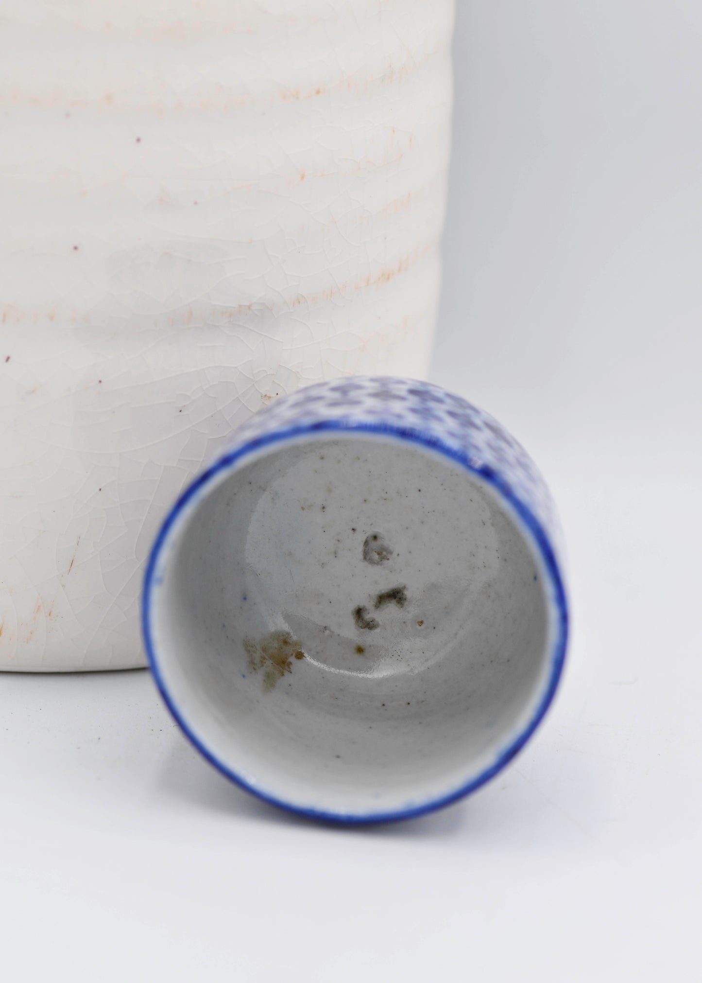 Blue and White Geometric Transfer Teacup