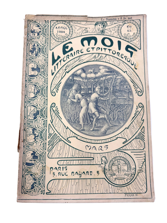 Vintage book cover with decorative elements and text on a white background