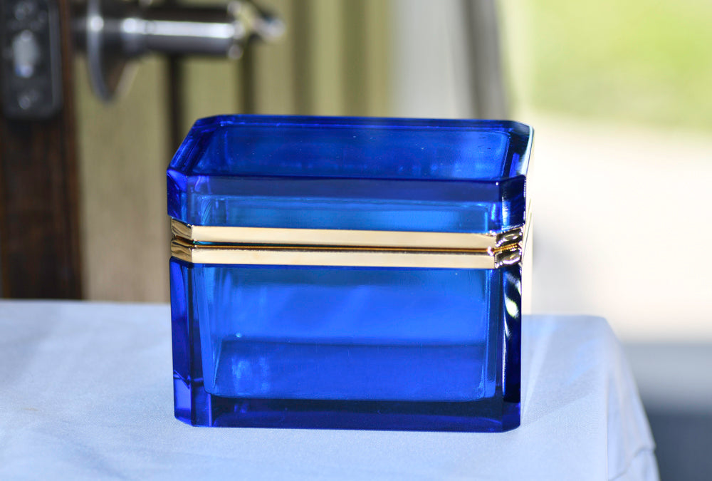 Murano Style Blue Opaline Jewelry Box