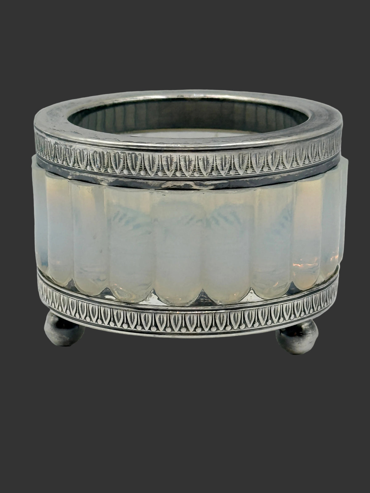 Silver Plated Opaline Salt Cellar