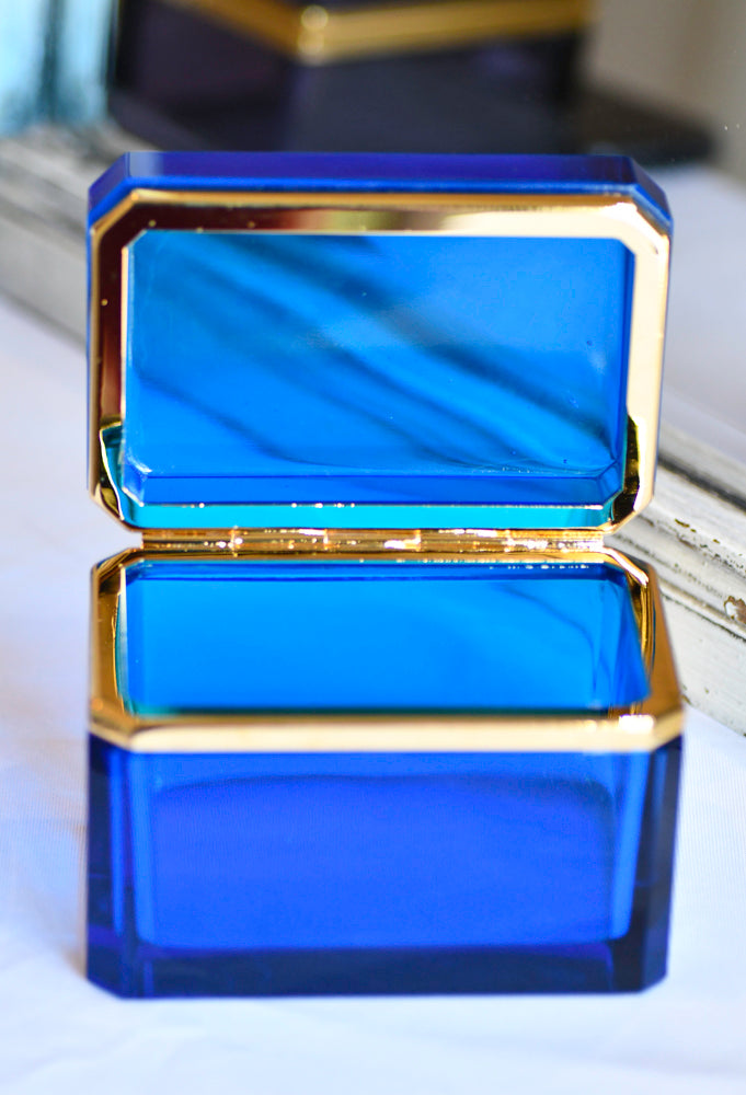 Murano Style Blue Opaline Jewelry Box