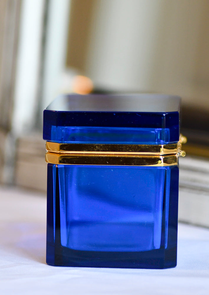 Murano Style Blue Opaline Jewelry Box