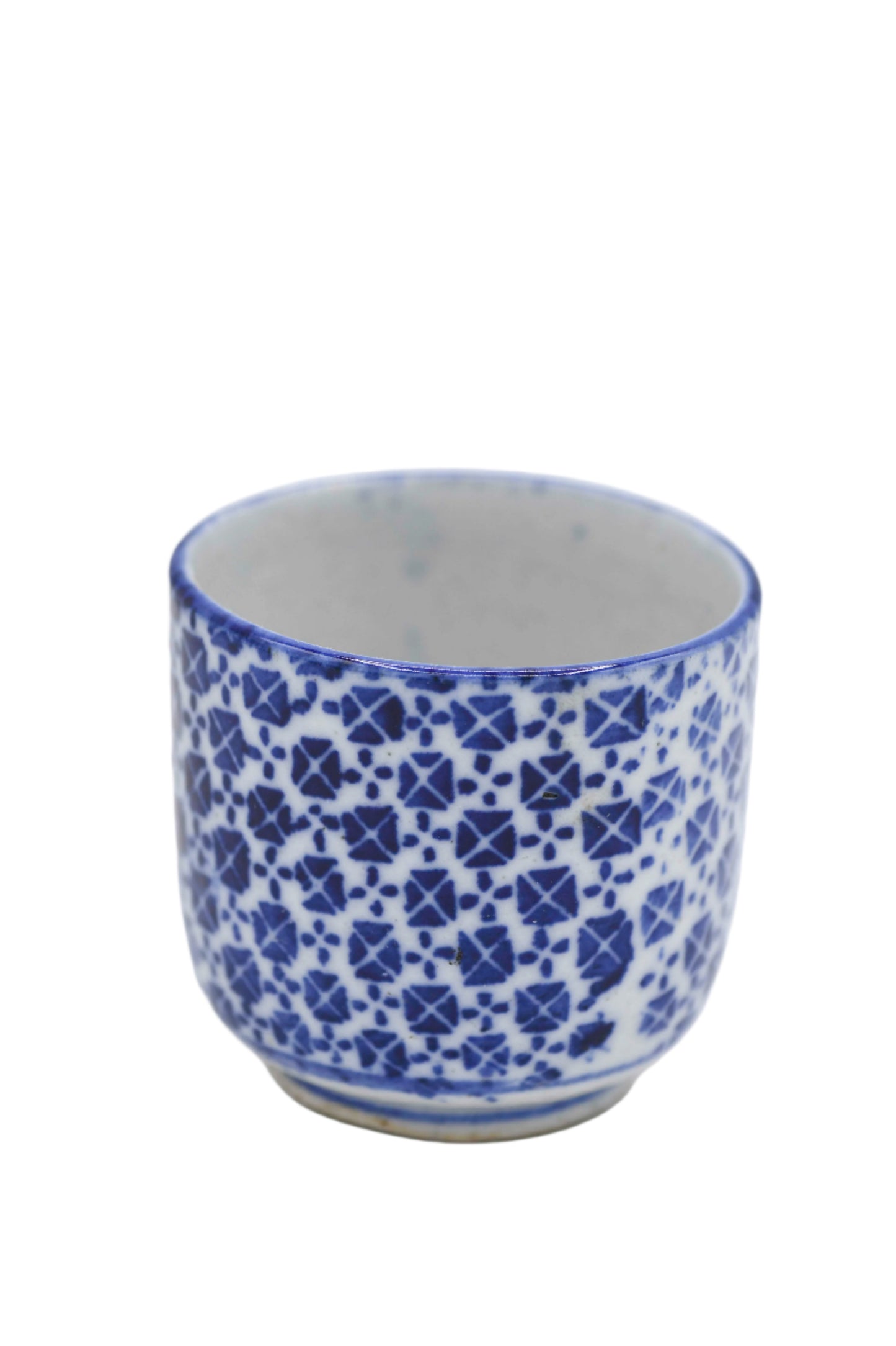 Blue and White Geometric Transfer Teacup