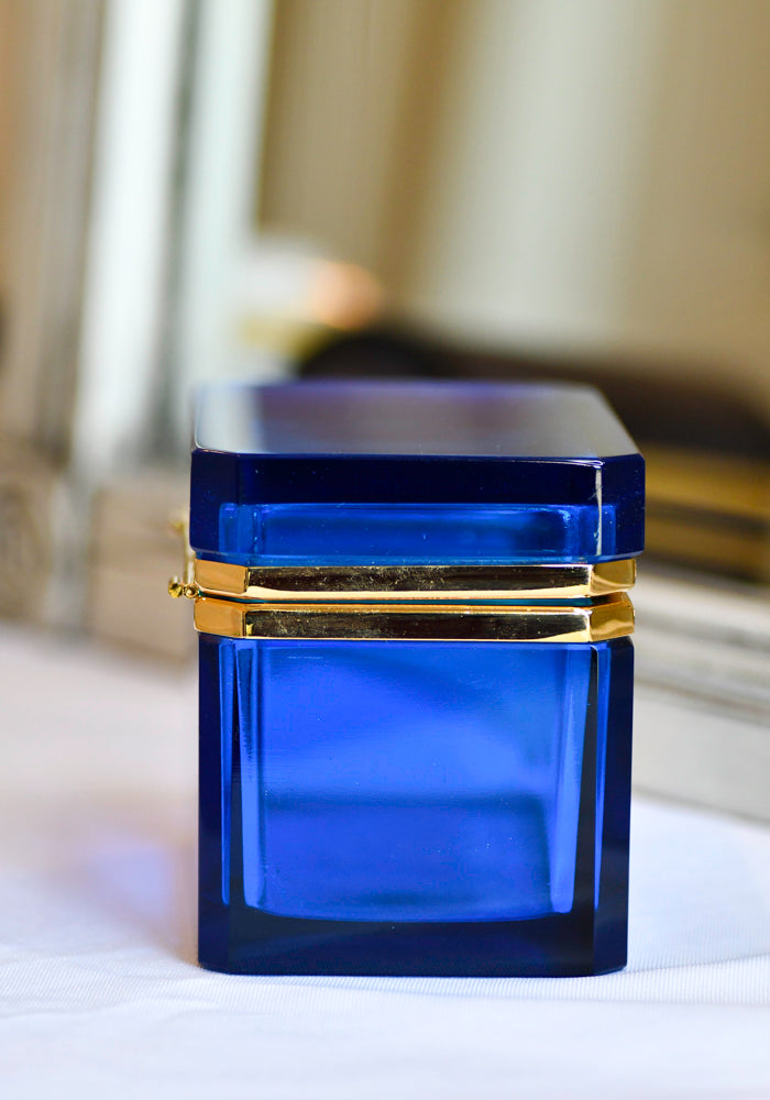 Murano Style Blue Opaline Jewelry Box