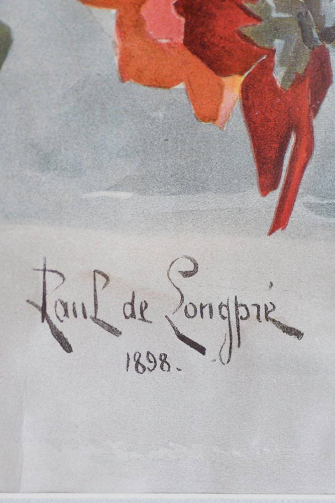 Paul de Longpre Still Life Watercolor, 1898